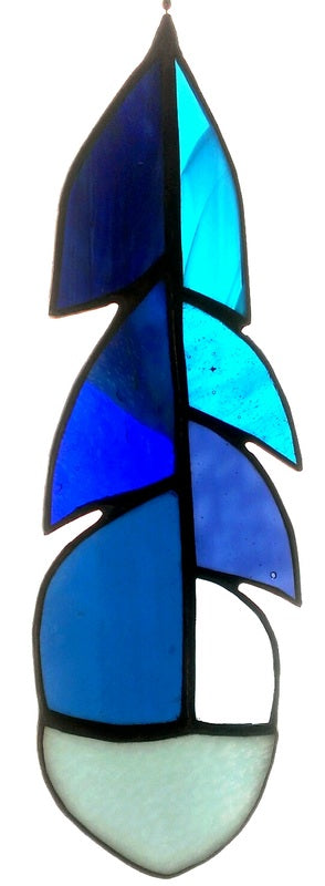 Blue Jay Stained Glass Feather- Sky Blue