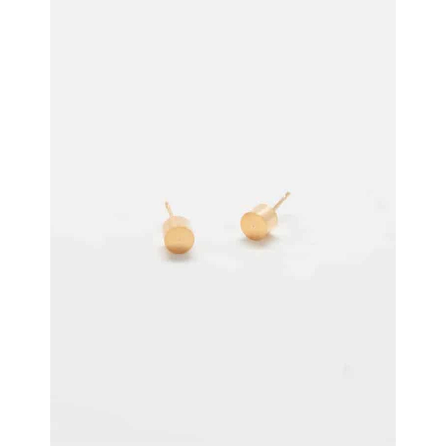 Gold Cylinder Stud Earrings