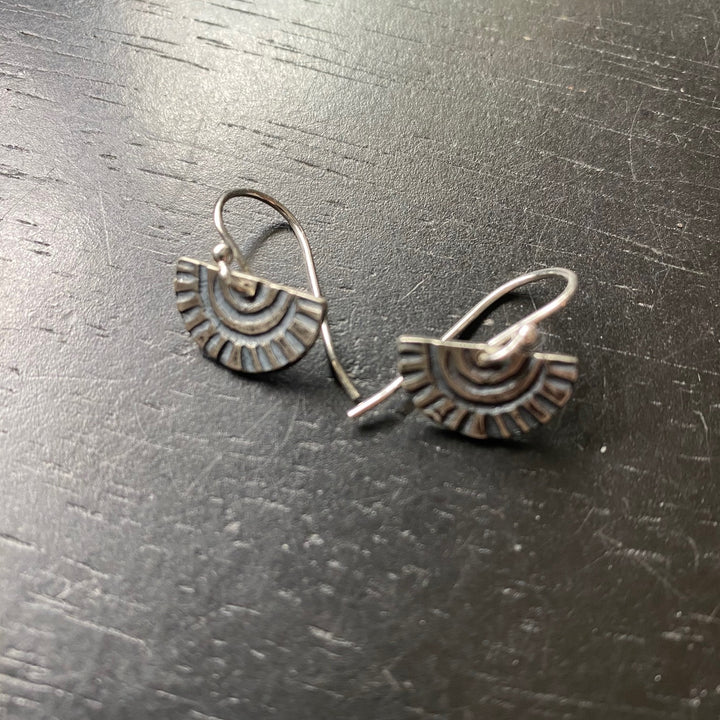 Tiny Silver "Sun-Bow" Earrings (upward facing, loose bow)