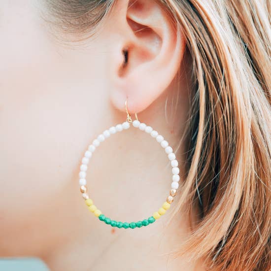 Large Green and Blush Dangle Hoops