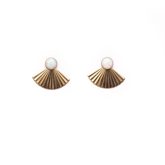 Opal Studs with Pleat Jackets