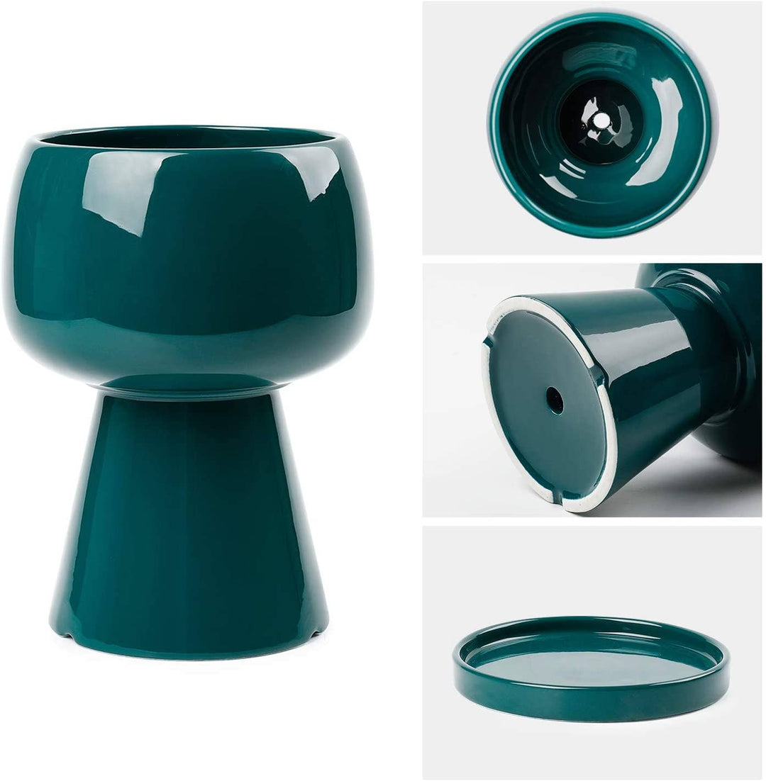 4.9 Inch Modern Teal Ceramic Flower Pot