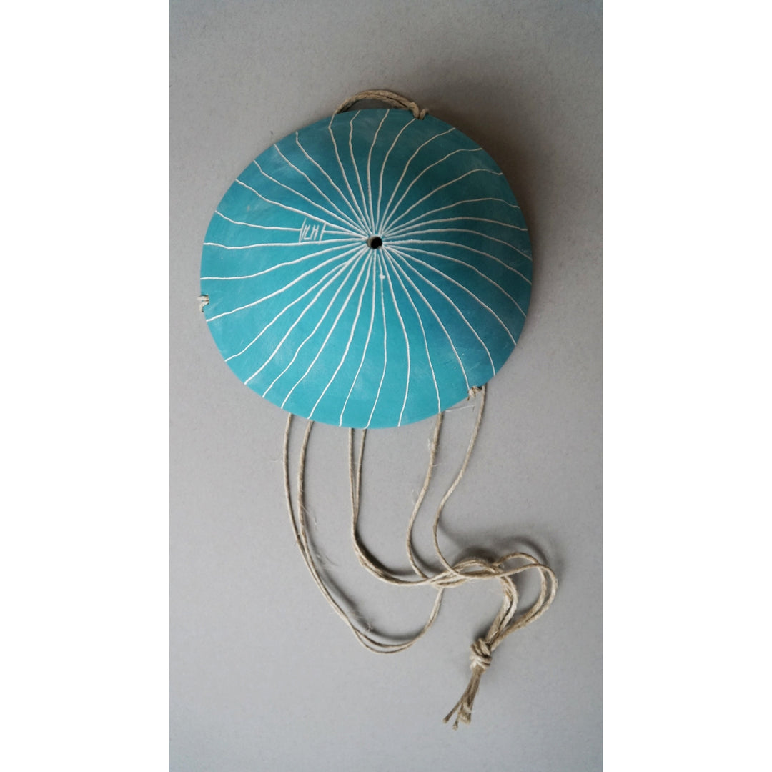 Vertical Lines Hanging Planter - Teal & White