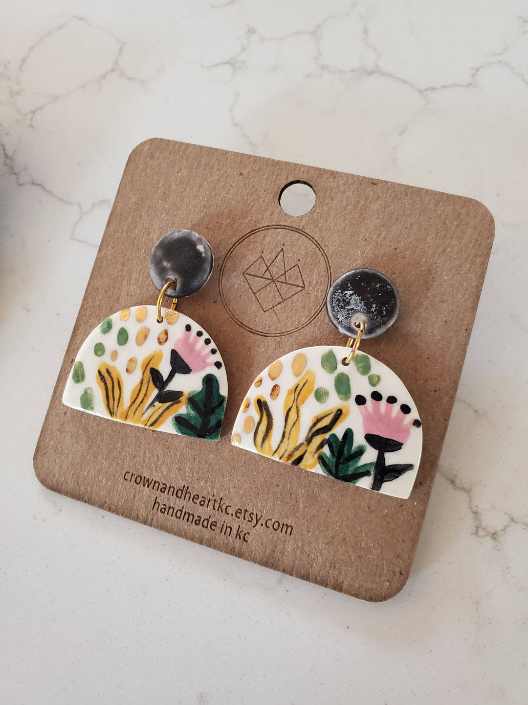 Floral Porcelain Statement Earrings