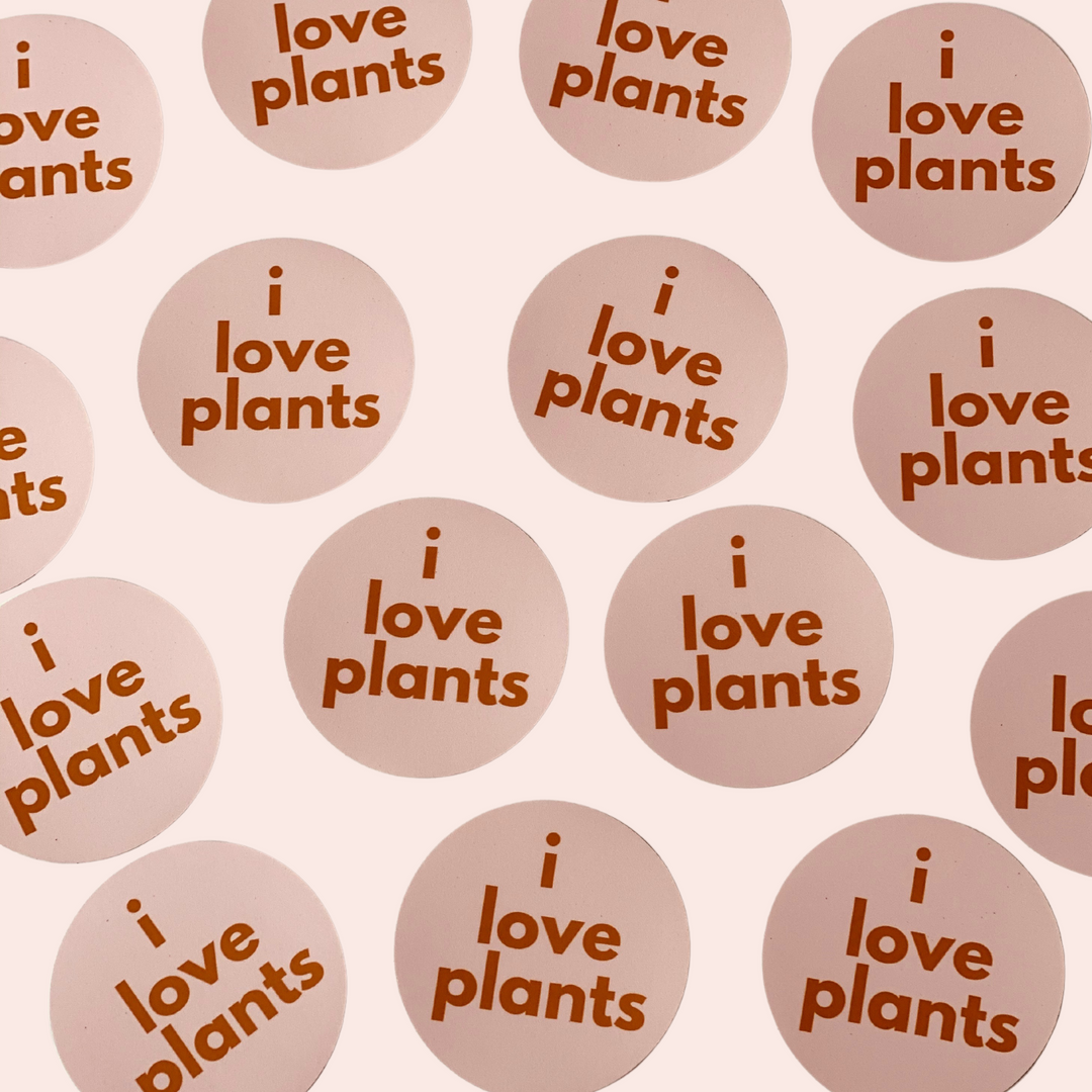 I Love Plants Blush Pink Round Sticker