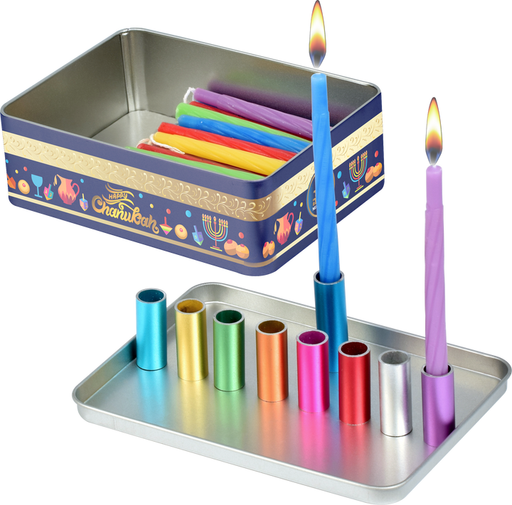 Colorful Magnetic Candle Menorah Set