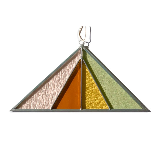 Triangle Stained Glass Suncatcher - Pink Buckwheat