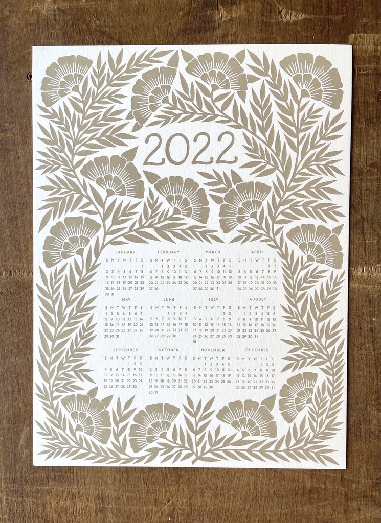 2022 Letterpress Calendar Print