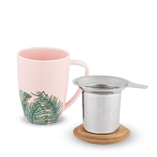 Tropical Ceramic Tea Mug & Infuser