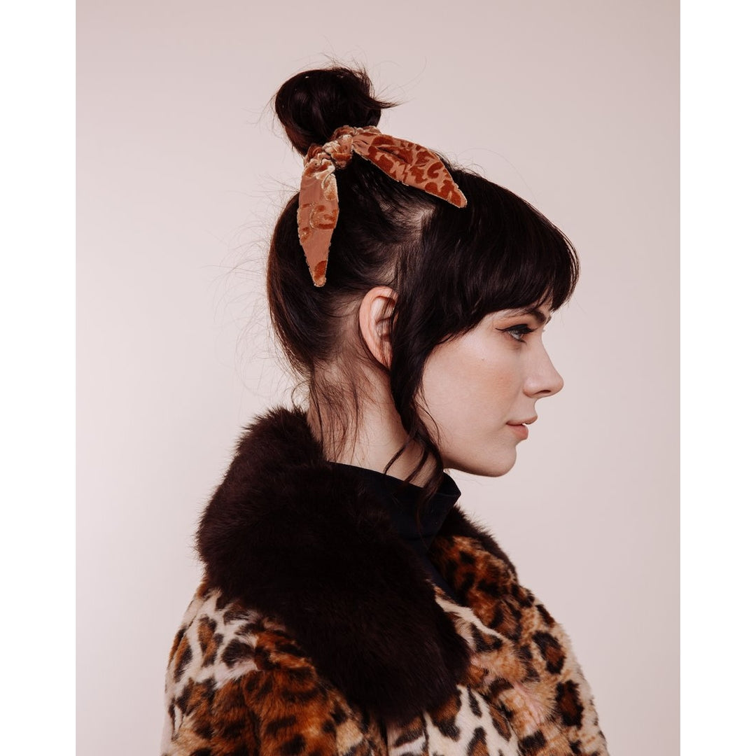 Velvet Burnout Gold Paisley Scrunchie Tie