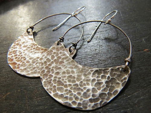 Silver Crescent Earrings Large