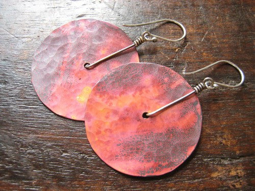Copper Disc Earrings - Medium