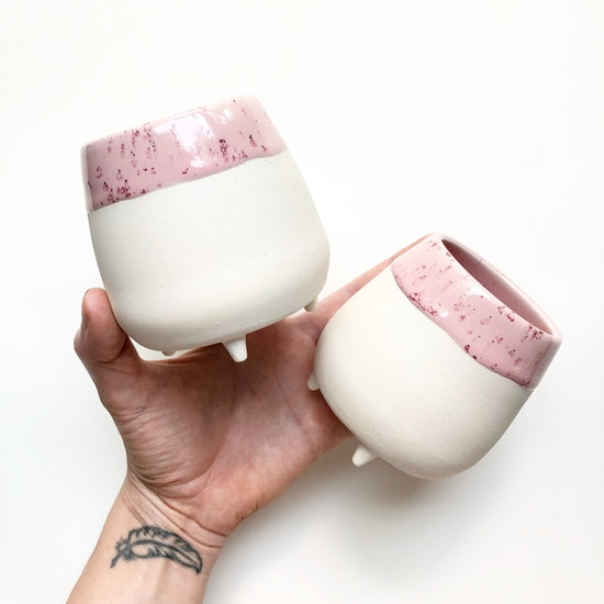 White Footed Wine Cup - Speckled Pink