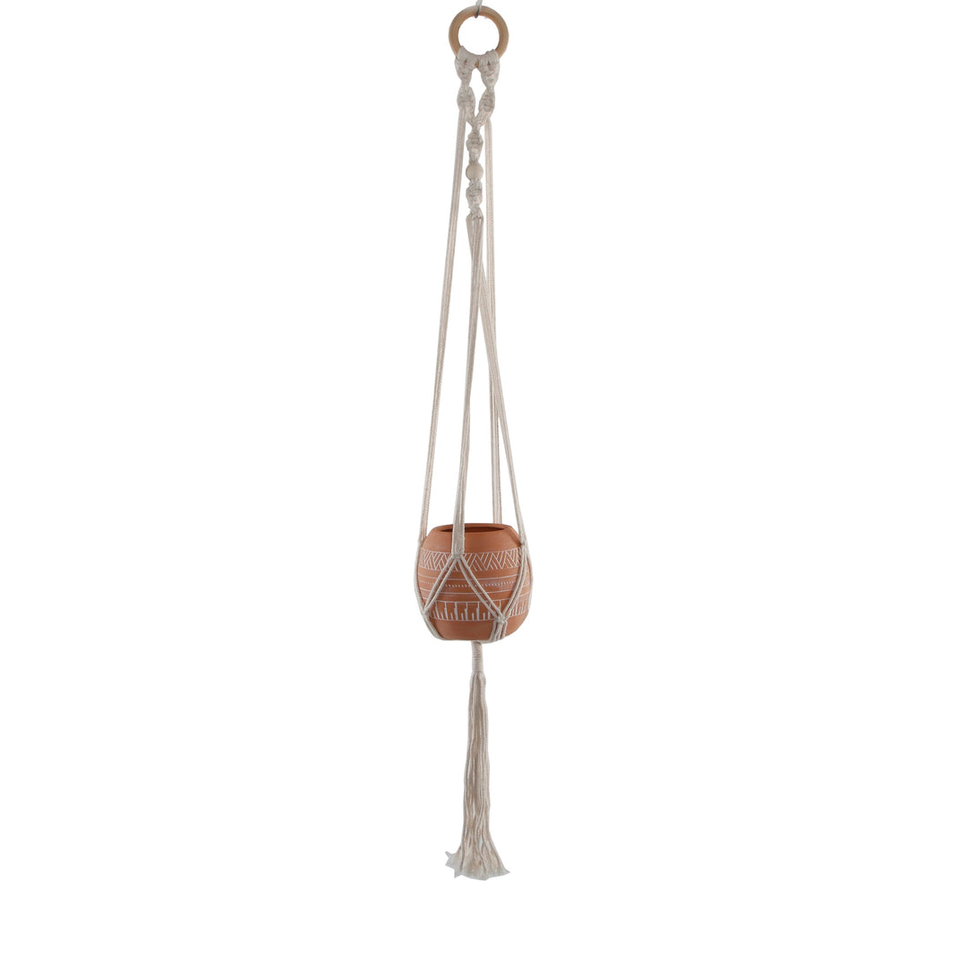 Terracotta Beaded Hanging Macrame Planter 39"