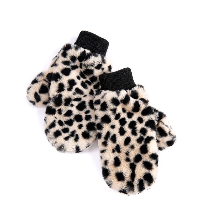 Leopard Print Faux Fur Fuzzy Mitten