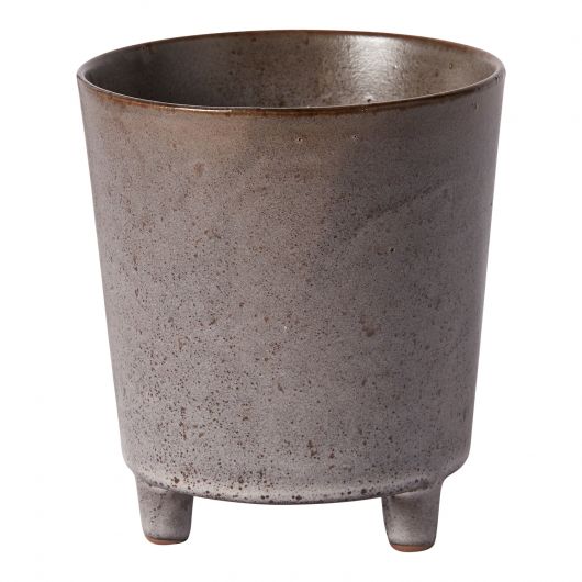 Charcoal Glaze Footed Pot