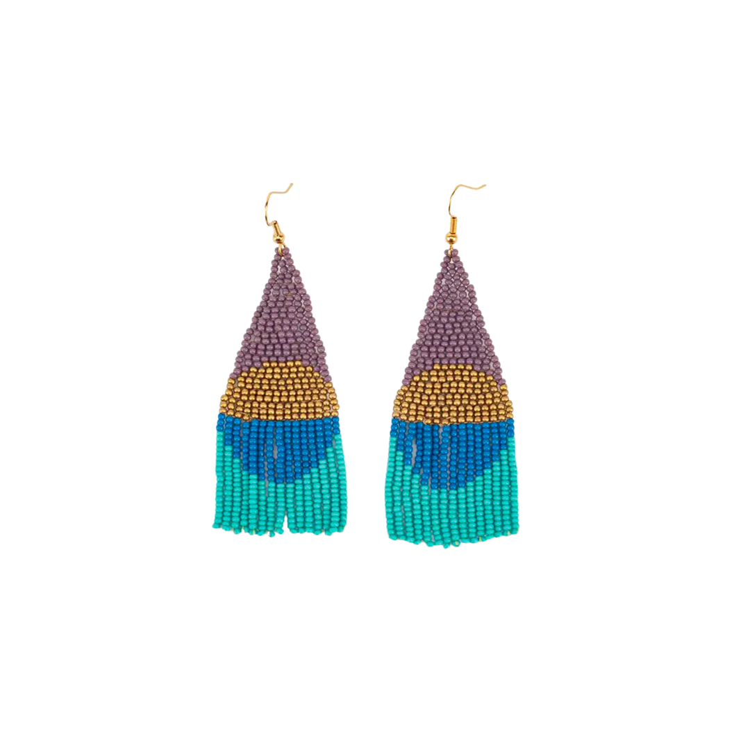 Beaded Circle Fringe Earrings