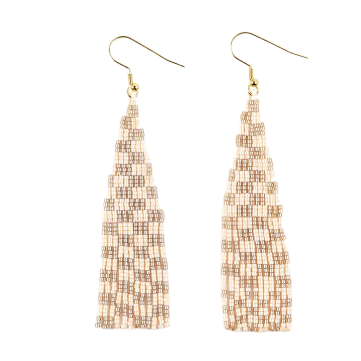 Delica Checkerboard Fringe Earrings