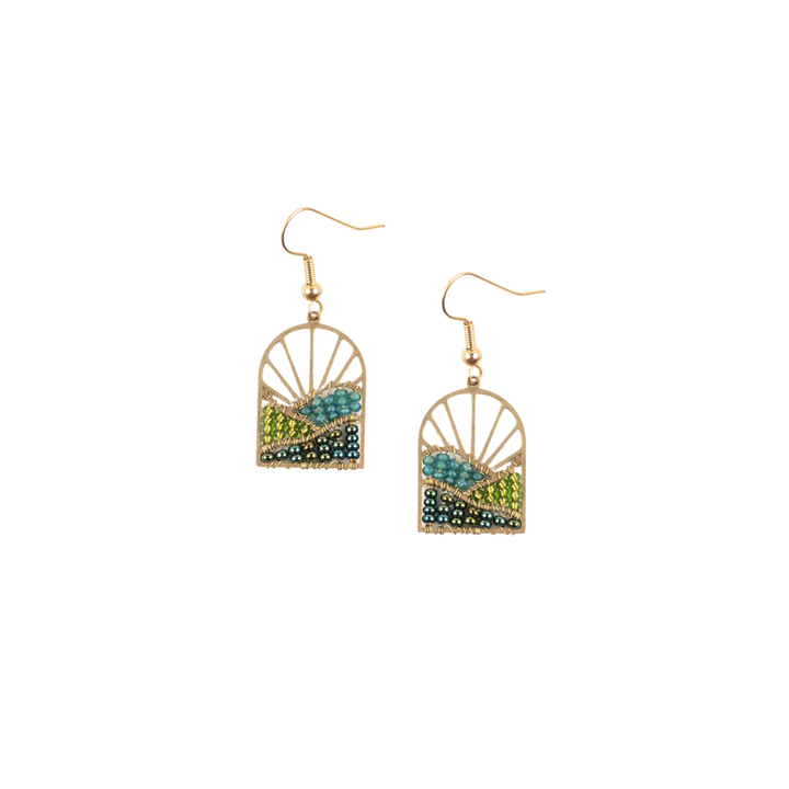 Sunrise Brass and Bead Earrings