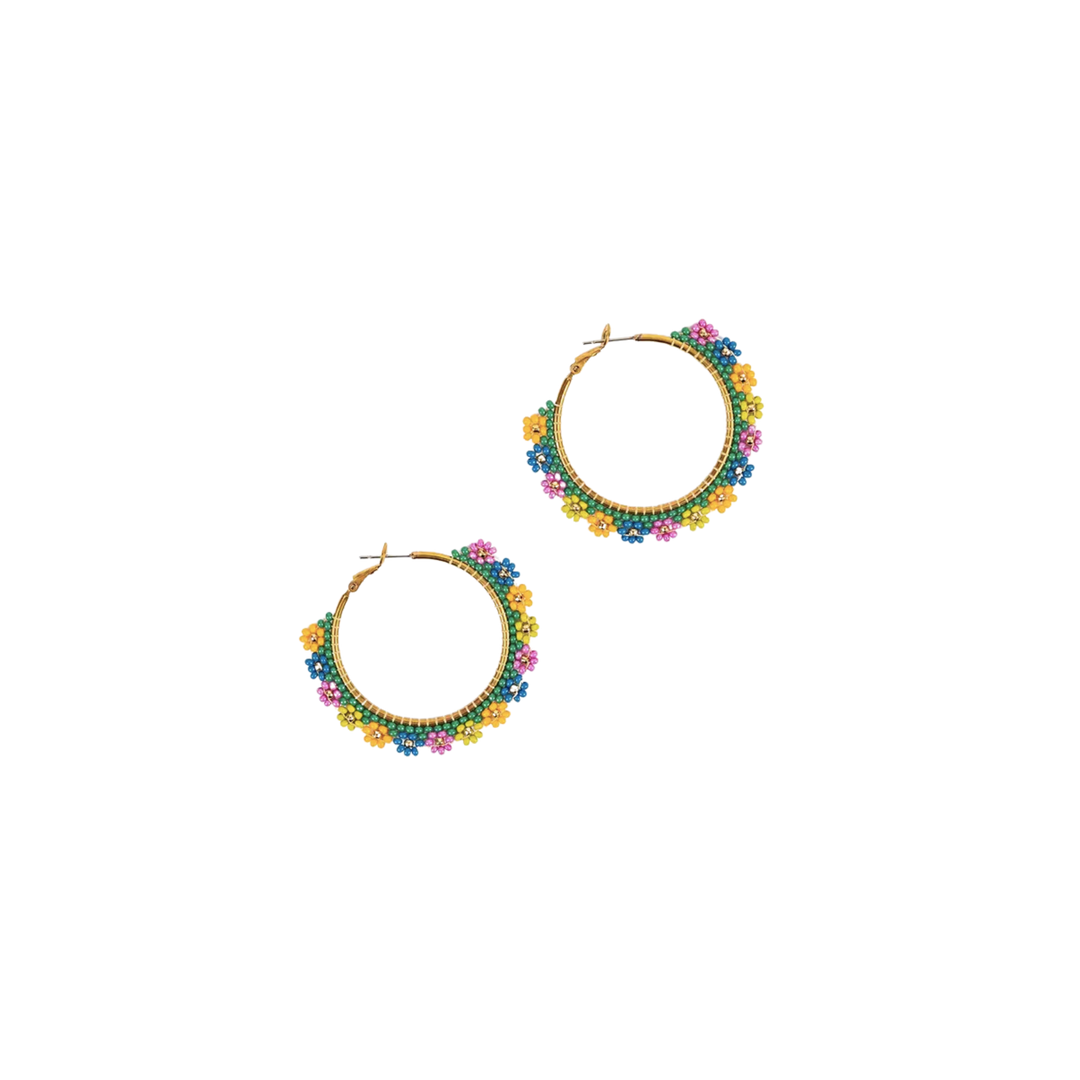 Large Daisy Hoop Earrings