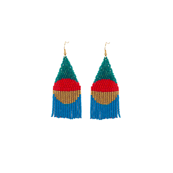 Beaded Circle Fringe Earrings