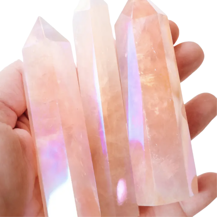 Angel Aura Rose Quartz Point