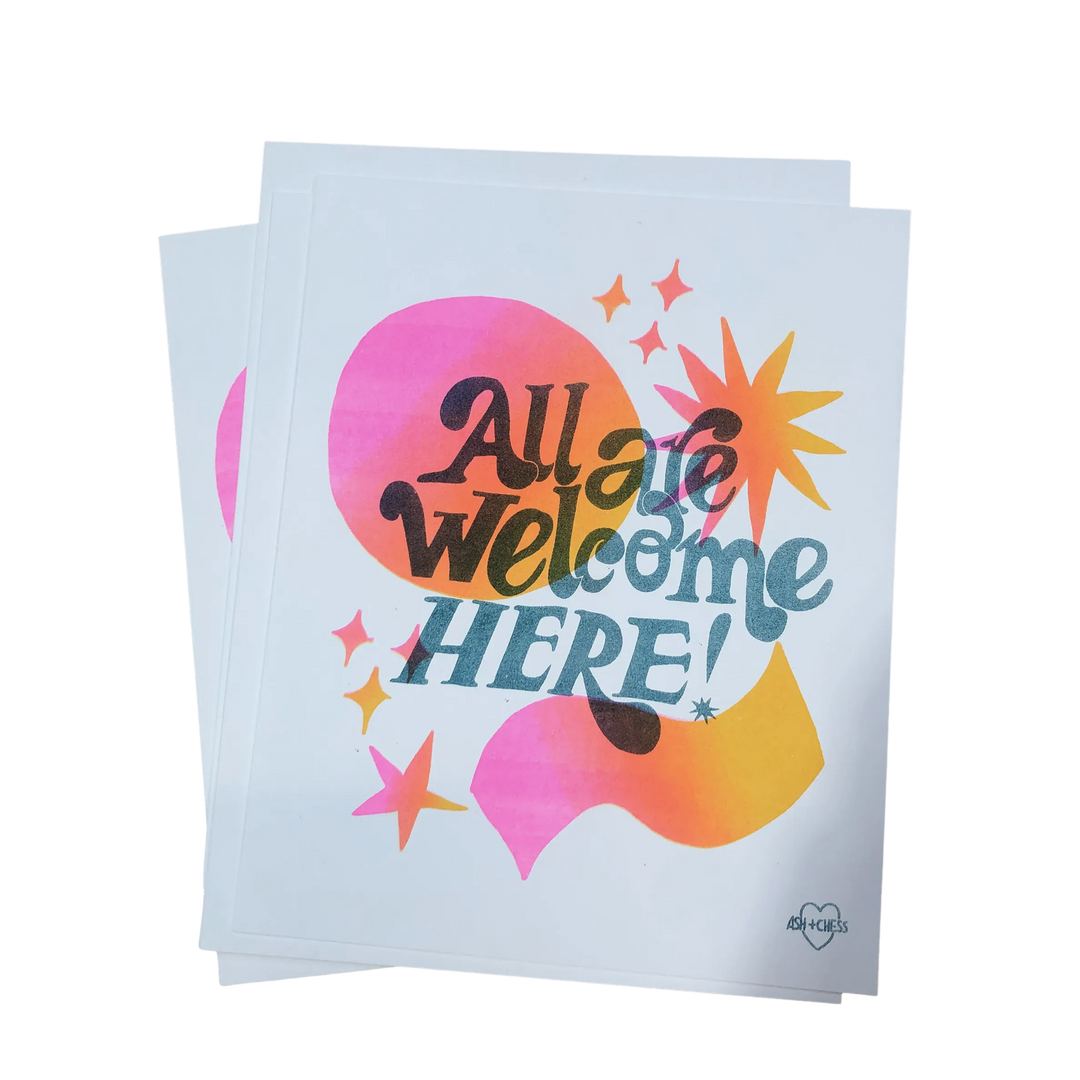 All Are Welcome Here 8 x 10 Risograph Print