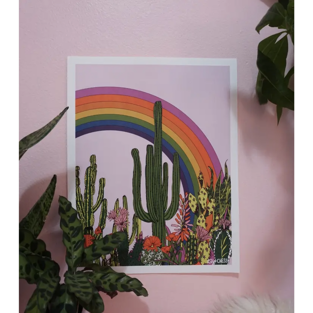 Rainbow Cactus Art Print 11X14