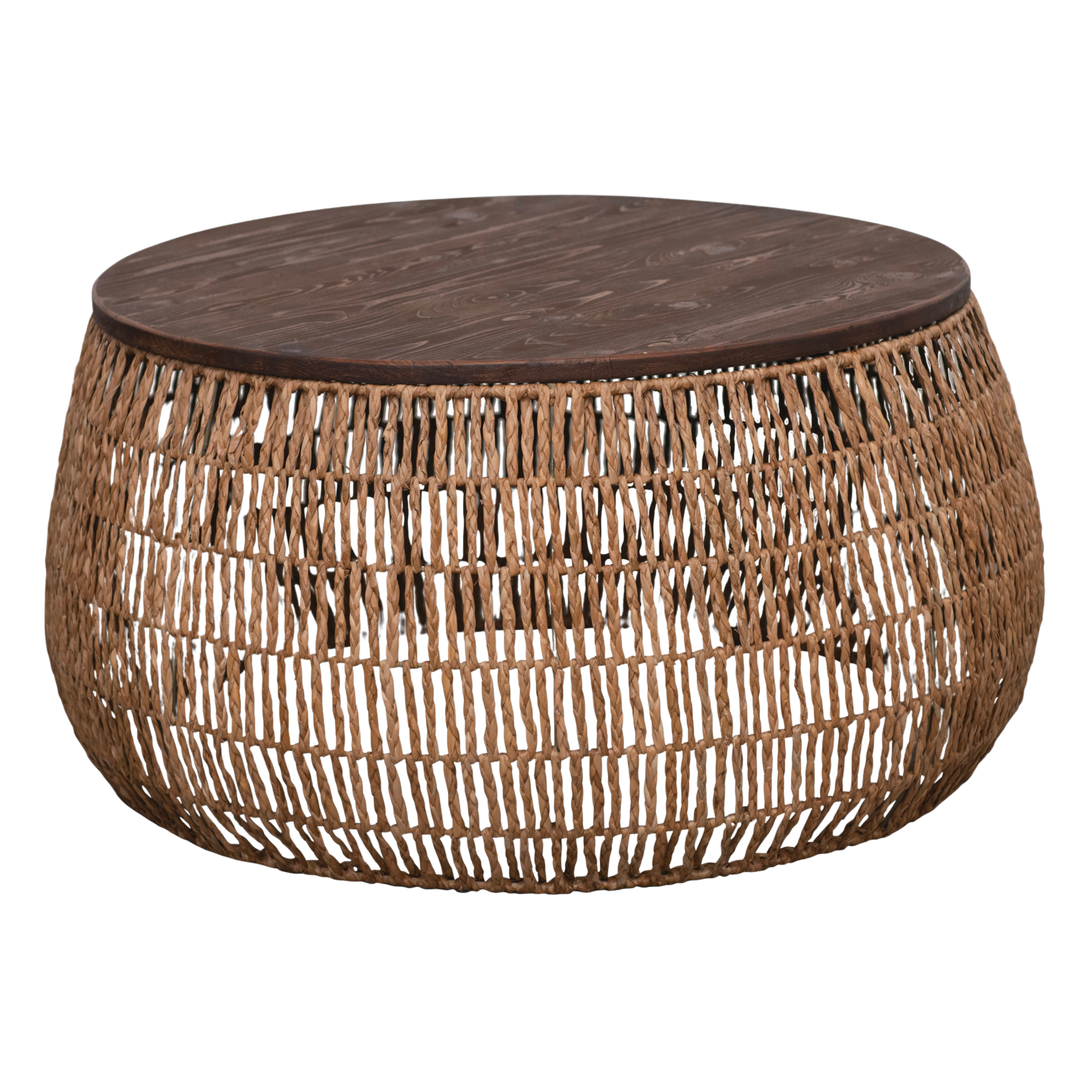 Hand-Woven Bankuan Side Table with Pine Top