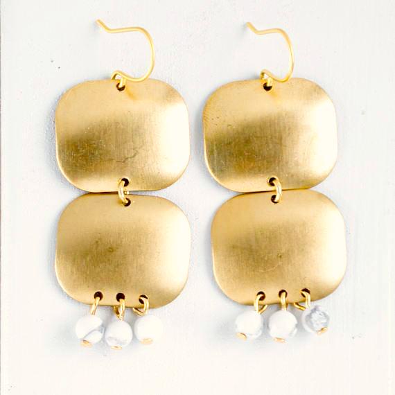 Brass and Faux Marble Beaded Chandeliers
