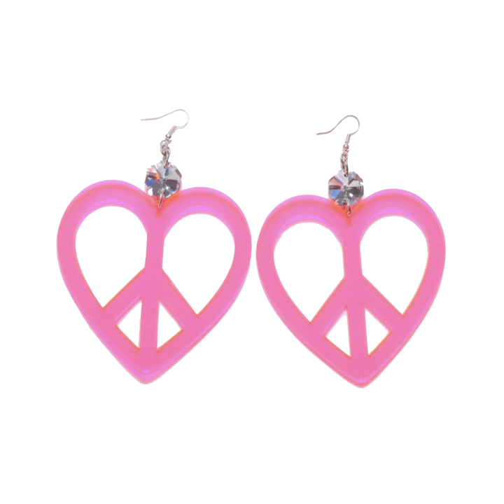 Peace Sign Heart Earrings