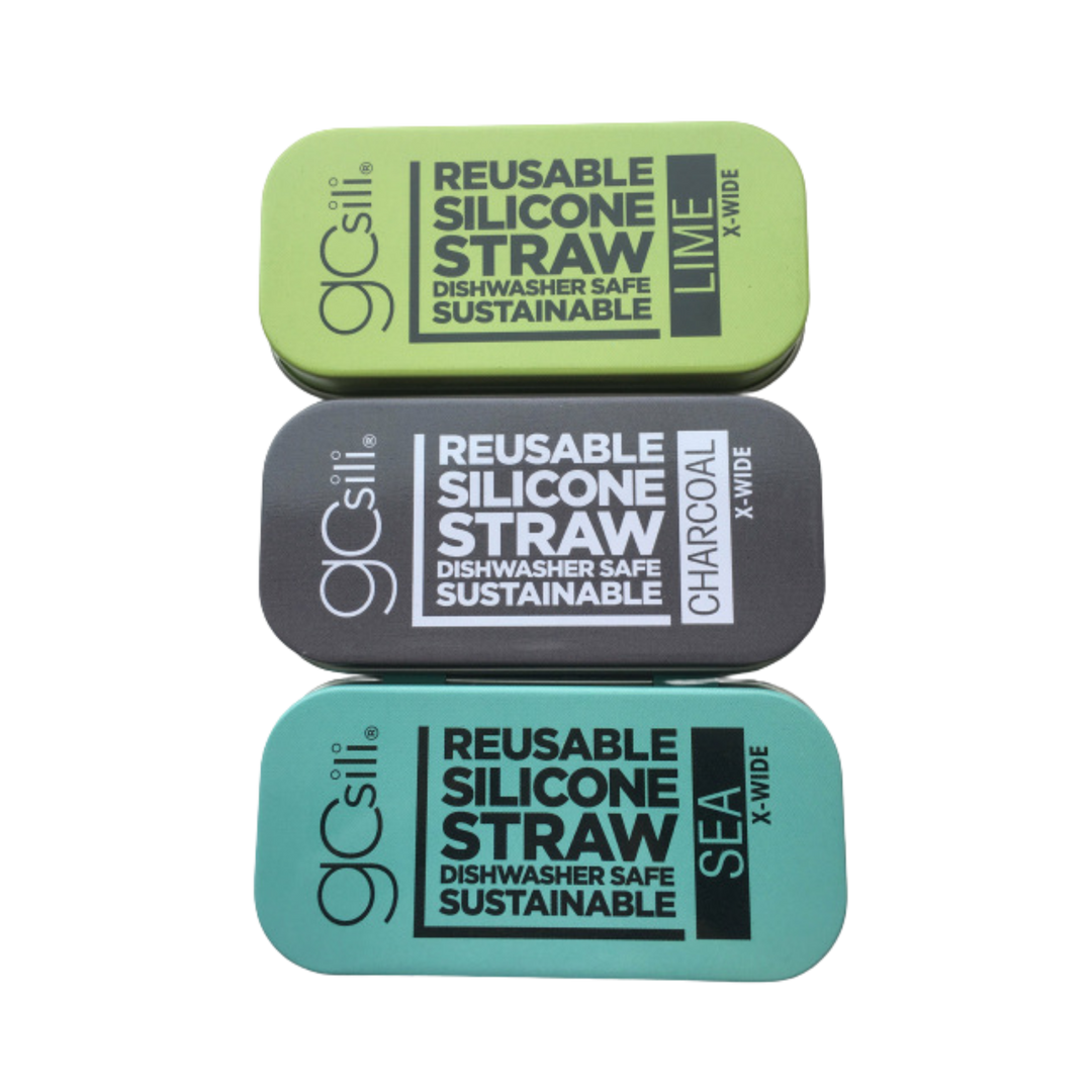 Extra Wide Silicone Straw in Tin