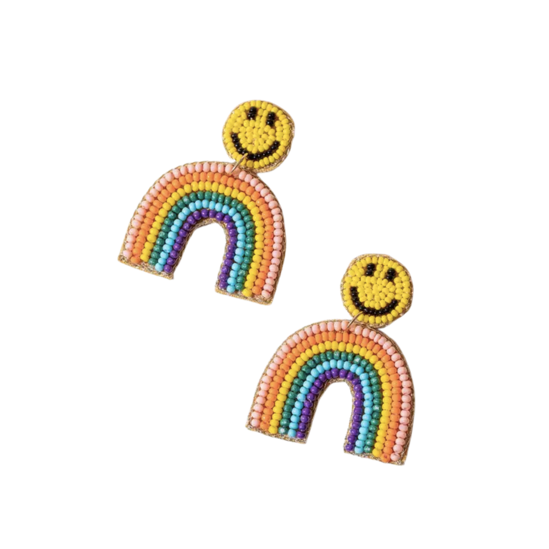 Seed Bead Rainbow Dangling Earrings