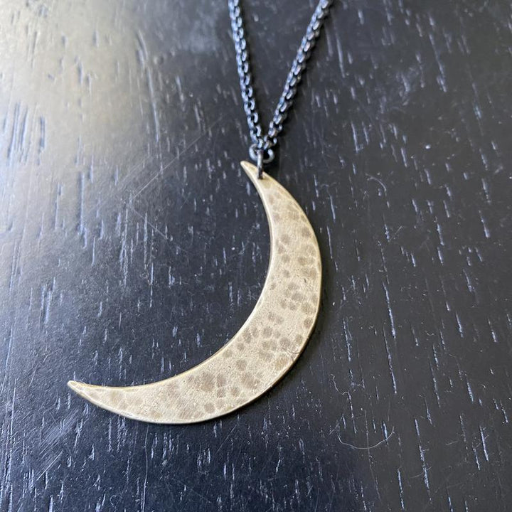 XL Brass Crescent Moon Necklace