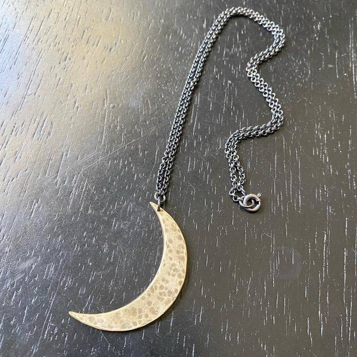 XL Brass Crescent Moon Necklace
