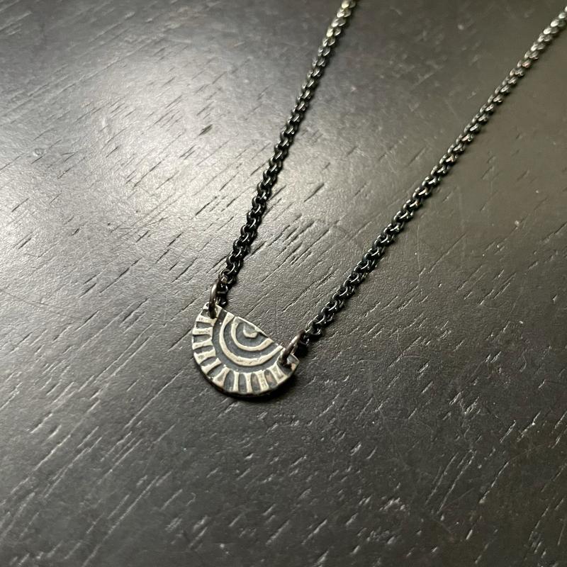 Tiny Silver "Sun-Bow" Necklace (upward facing, loose bow)