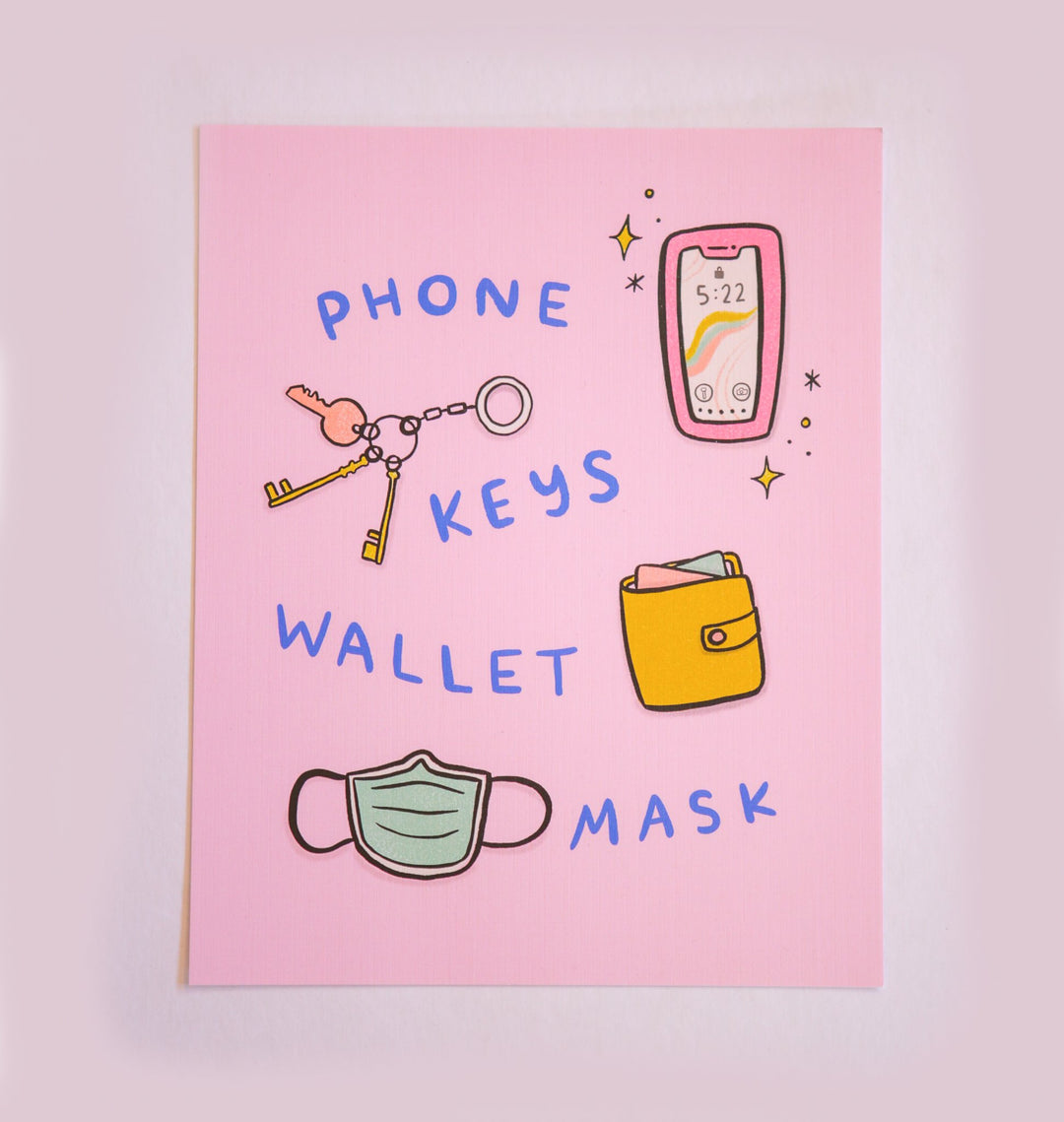 Phone Keys Mask Wallet Art Print