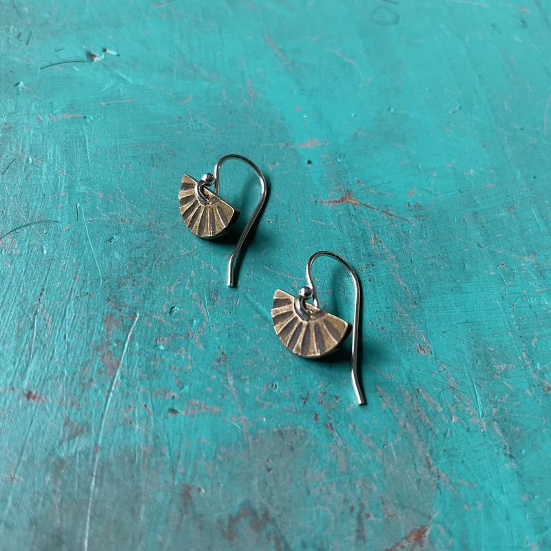 Tiny Brass "Sunburst" Earrings (upward facing)