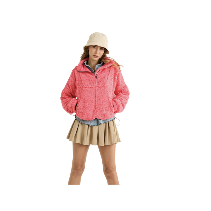 Solid Long Sleeve Zip Up Jacket