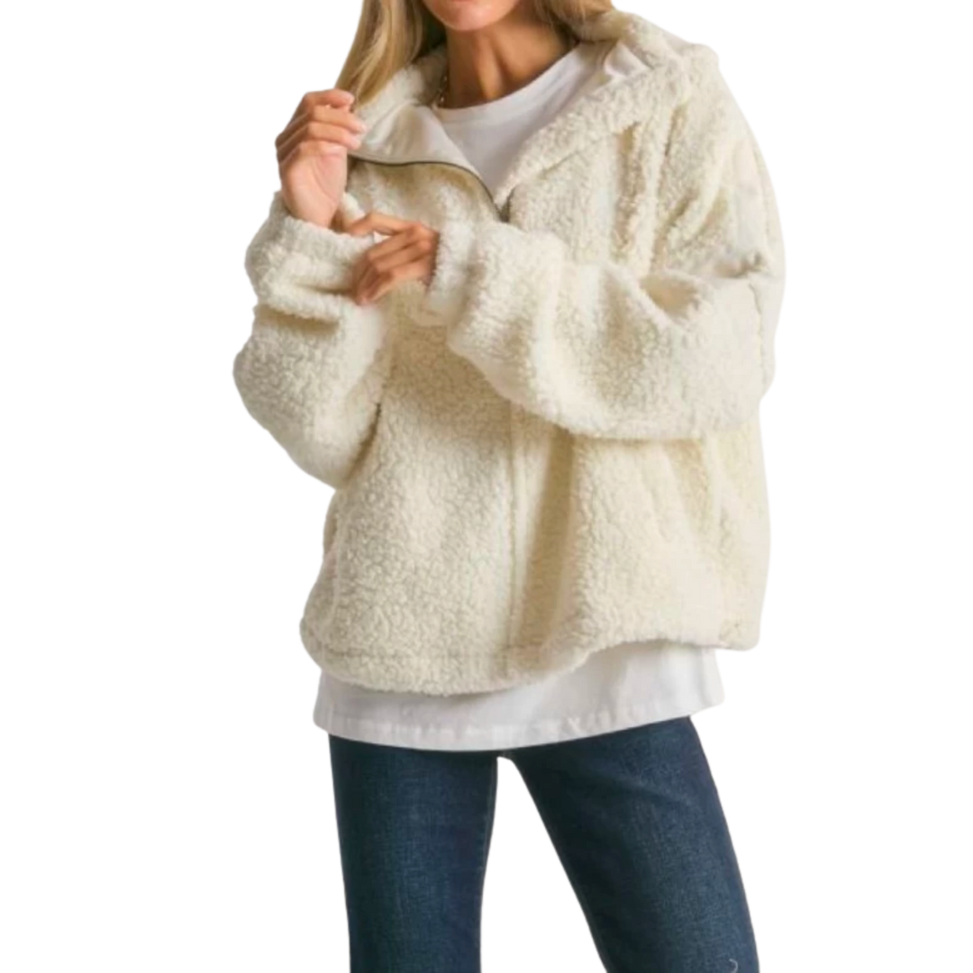 Solid Long Sleeve Zip Up Jacket