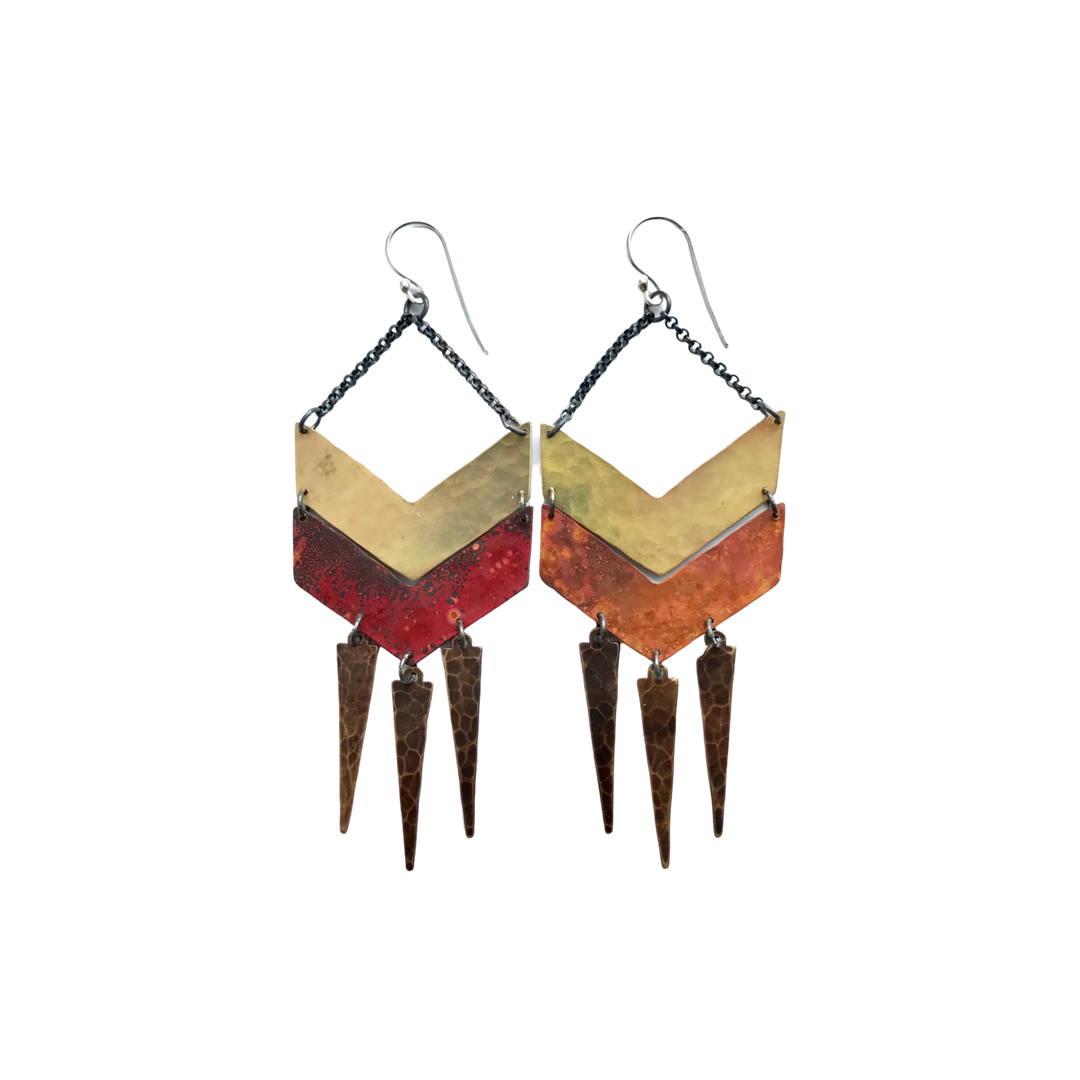 Copper and Brass Wanderer Earrings