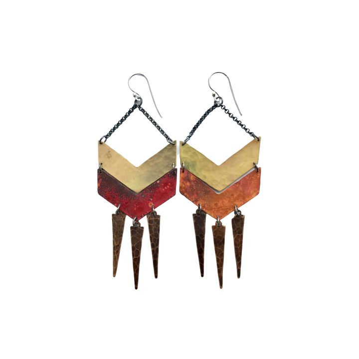 Copper and Brass Wanderer Earrings