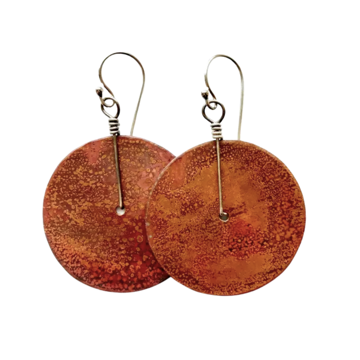 Copper Disc Earrings - Medium