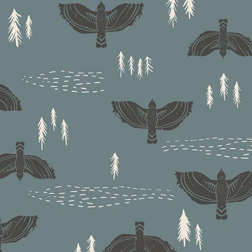 Organic Cotton Headband - Hawk in Forest
