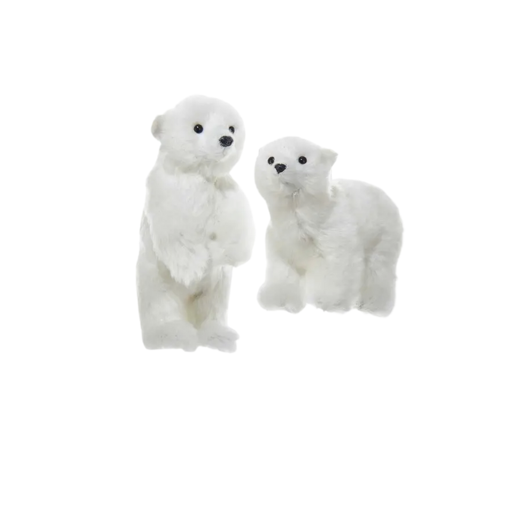 Furry Polar Bear Ornament