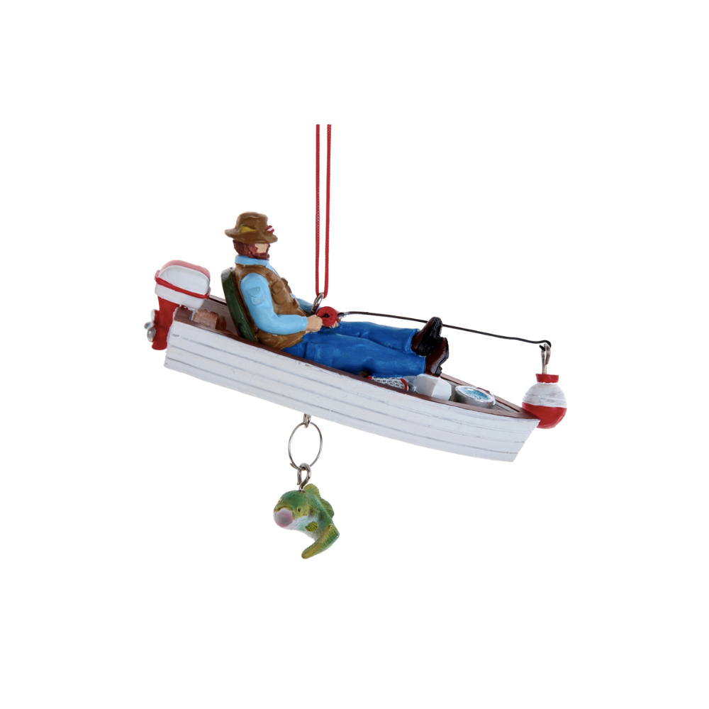 Sleeping Fisherman in Boat Ornament