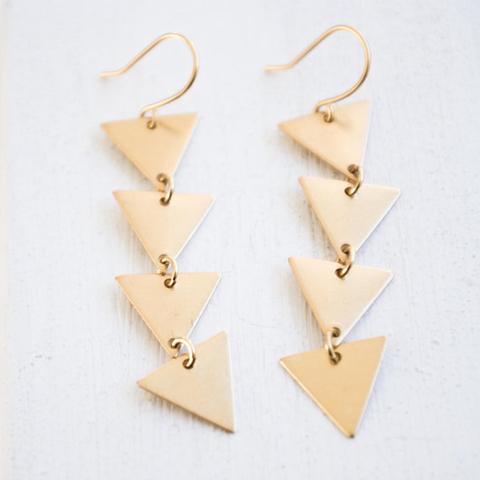Long Geometric Triangle Earrings