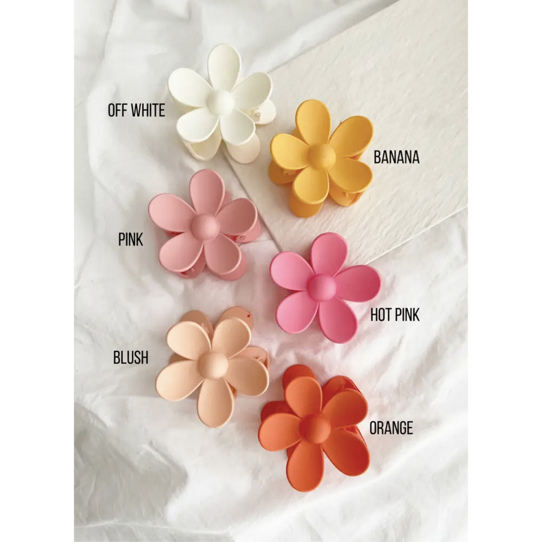 Flower 3" Hair Clips, Matte Hair Claw (AVA)