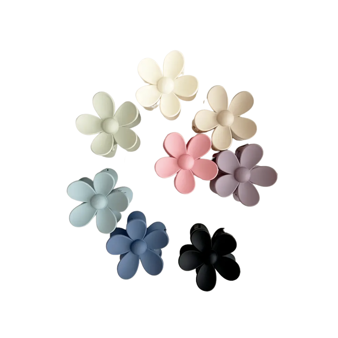 Flower 3" Hair Clips, Matte Hair Claw (AVA)