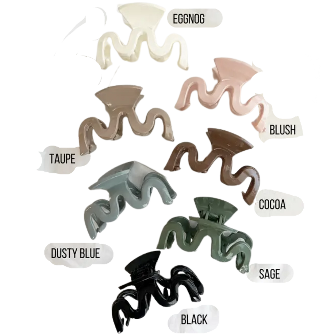 Wavy Glossy 3.25" Hair Claw, Haip Clips (ABBIE-GLOSSY)